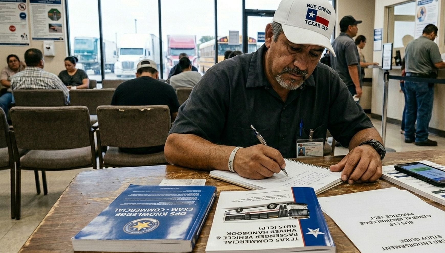 La eliminación de las pruebas en español obliga a los conductores inmigrantes a prepararse mejor en inglés, estudiando el manual oficial, practicando vocabulario técnico de carretera y ensayando preguntas tipo test antes de presentarse al examen (Foto: Imagen creada por Gestión MAG usando Gemini)