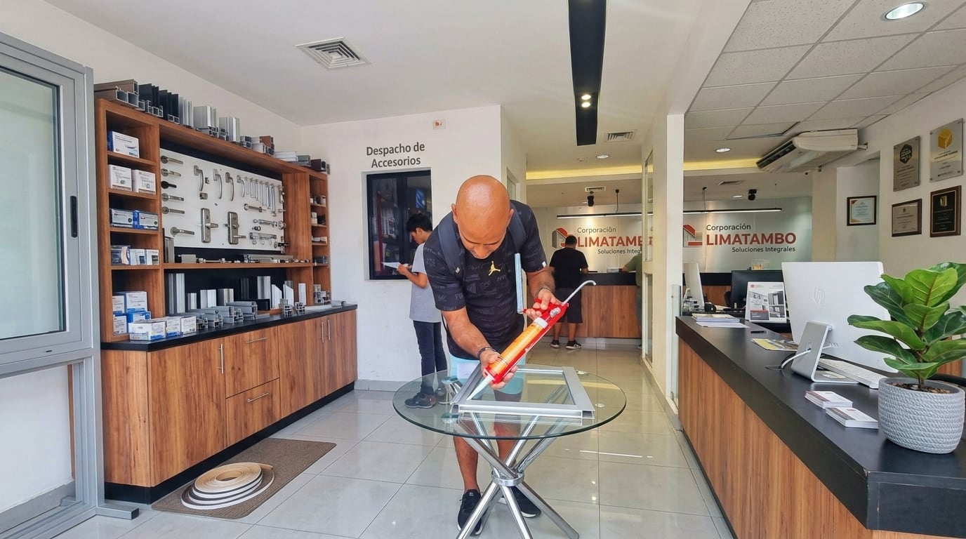 El aluminio viene ganando terreno dentro de la oferta de Corporación Limatambo. La empresa también busca impulsar productos de mayor valor agregado, como vidrios templados, laminados, insulados y blindados. Foto: Corporación Limatambo.