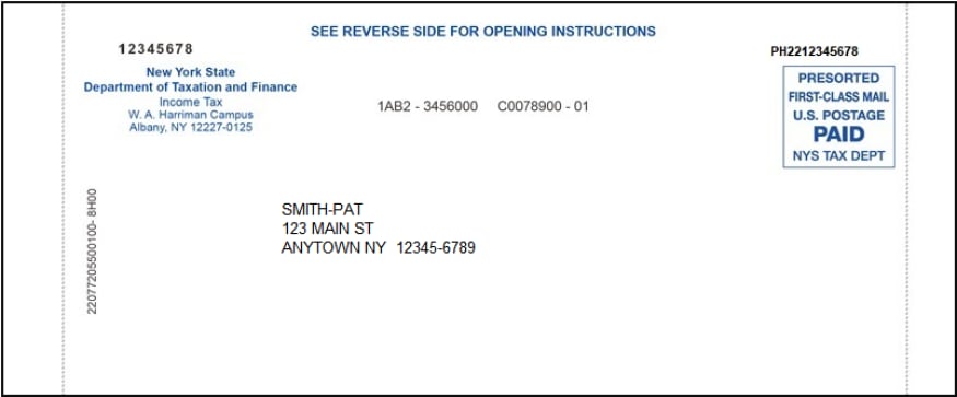 Así se ven los cheques de reembolso de Nueva York cuando llegan a los buzones de correo (Foto: Nueva York)