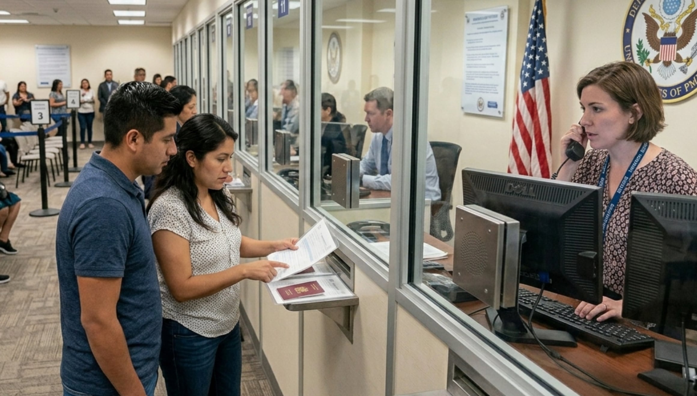 La administración de Donald Trump añadió una nueva normativa para que los oficiales consulares rechacen la visa y asilo a solicitantes tras la realización de una pregunta clave (Foto: Imagen creada por Gestión MIX usando Gemini)
