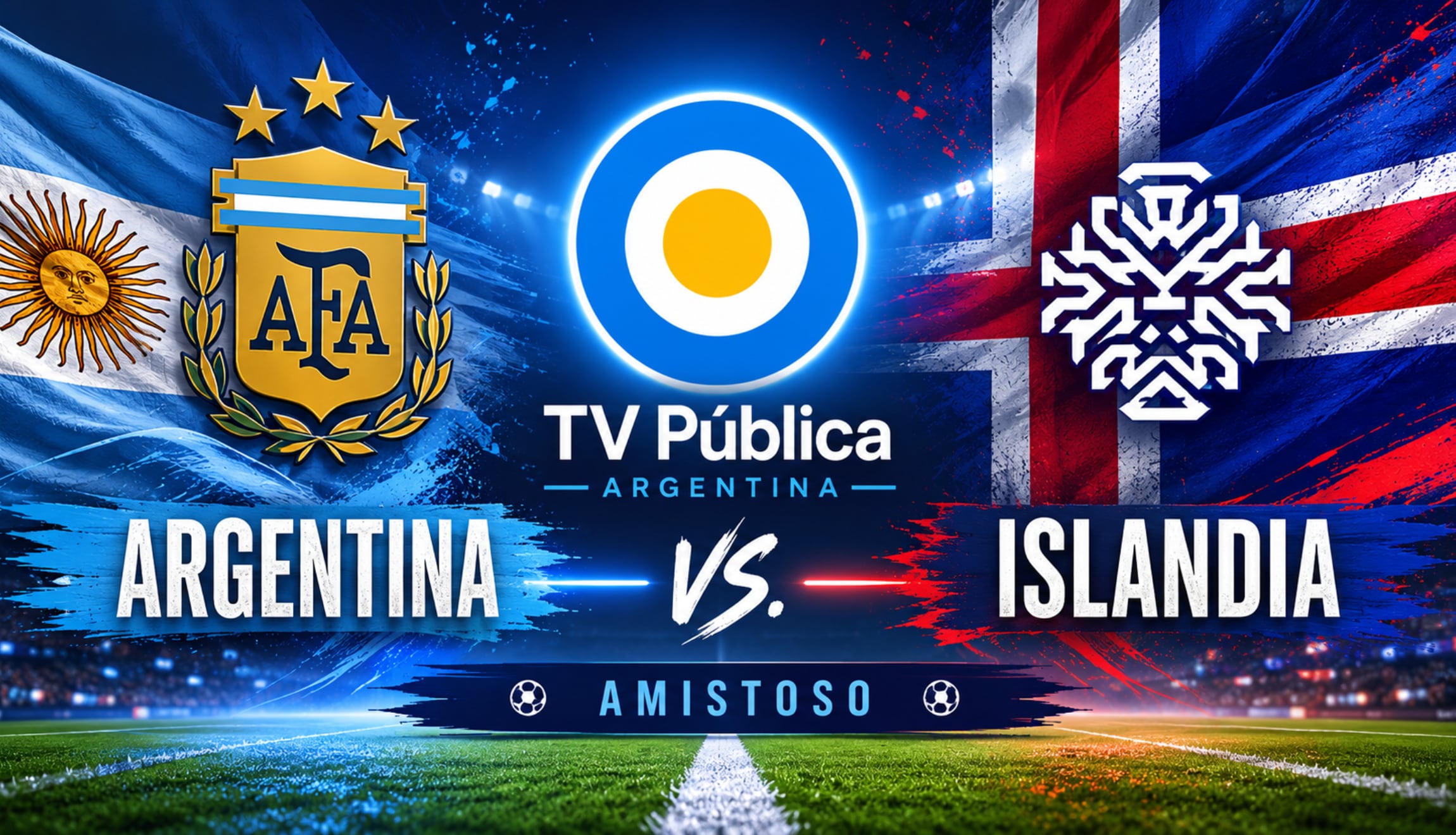 Transmisión de TV Pública para ver Argentina vs. Islandia, este martes 9 de junio, por amistoso internacional de cara al Mundial 2026. (Foto: Imagen creada por Gestión Mix utilizando la IA de Chat GPT)