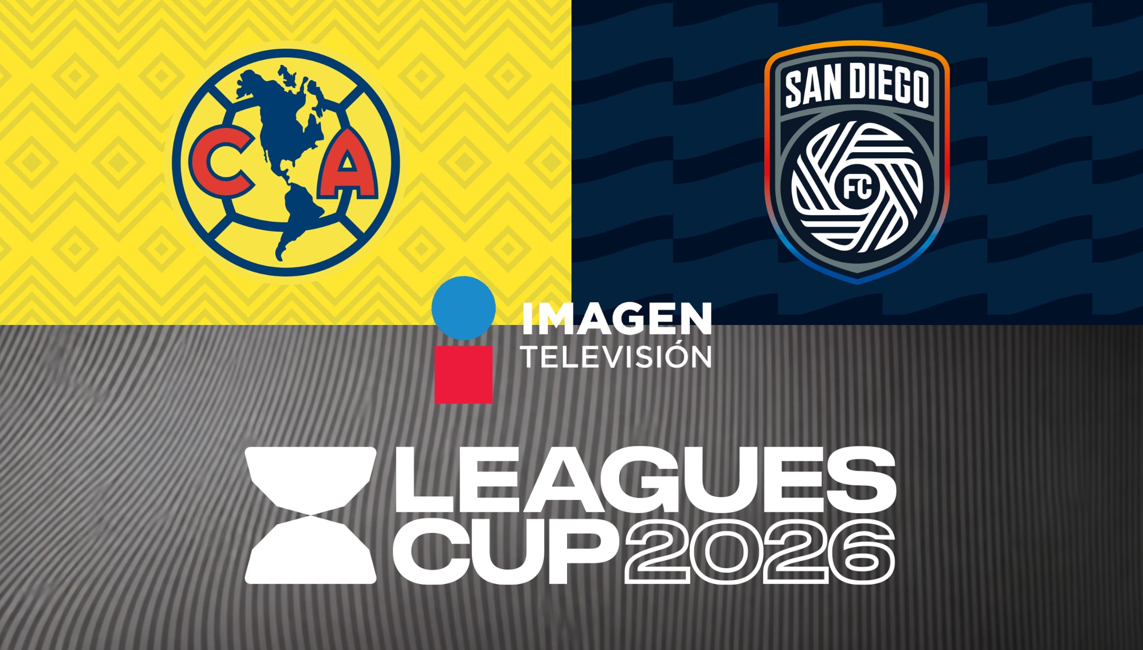Acción del partido entre Club América y San Diego FC. Verifique la guía de programación para ver el encuentro en vivo a través de la señal abierta de Imagen TV y sus opciones de streaming online. | Crédito: es.leaguescup.com / Composición Gestión Mix