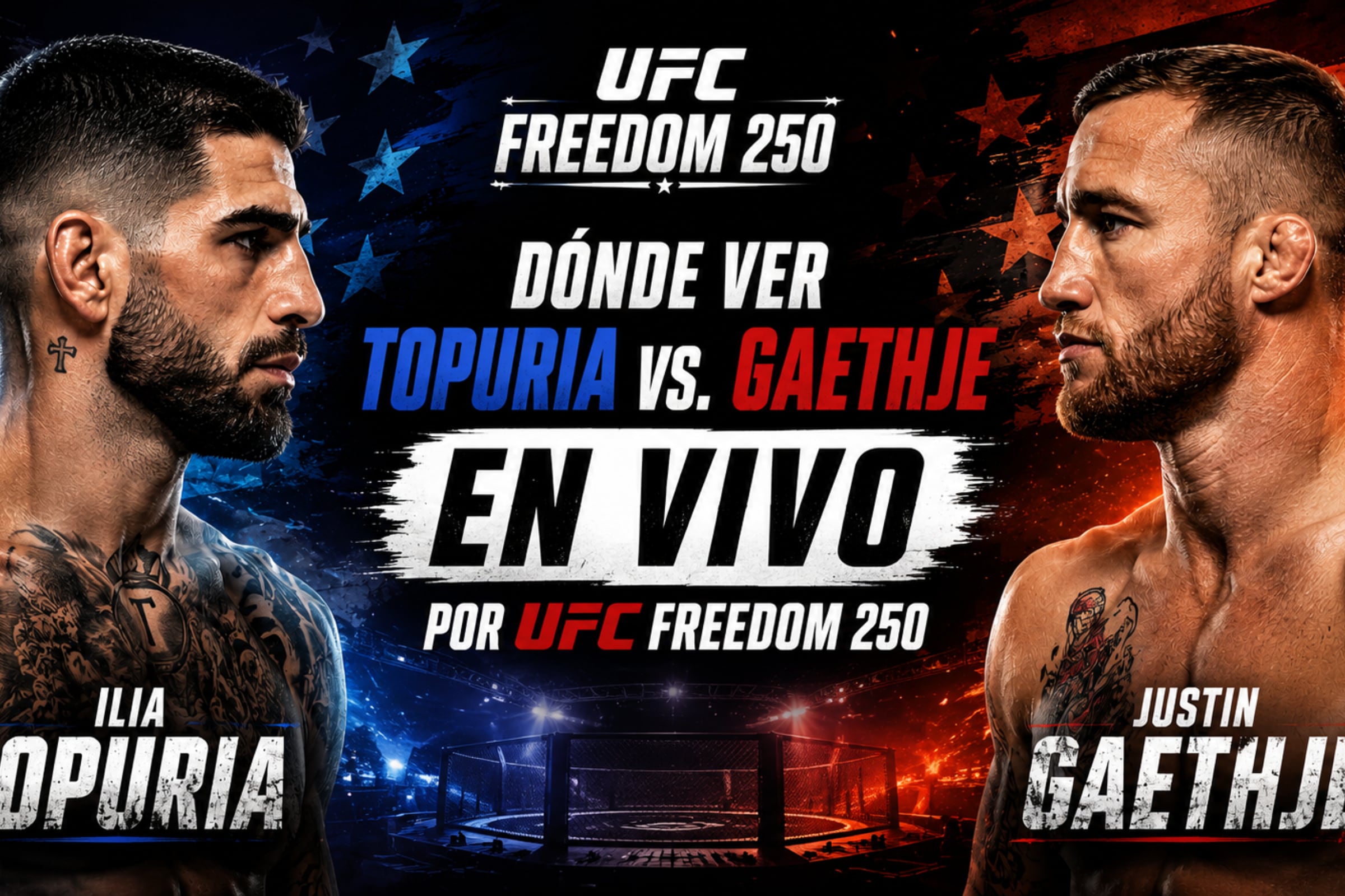 Consulta dónde puedes ver la transmisión de Topuria vs. Gaethje EN VIVO por el UFC Freedom 250, este domingo 14 de junio desde la Casa Blanca en Washington D.C. (Foto: Imagen creada por El Comercio MAG utilizando la IA de Chat GPT)
