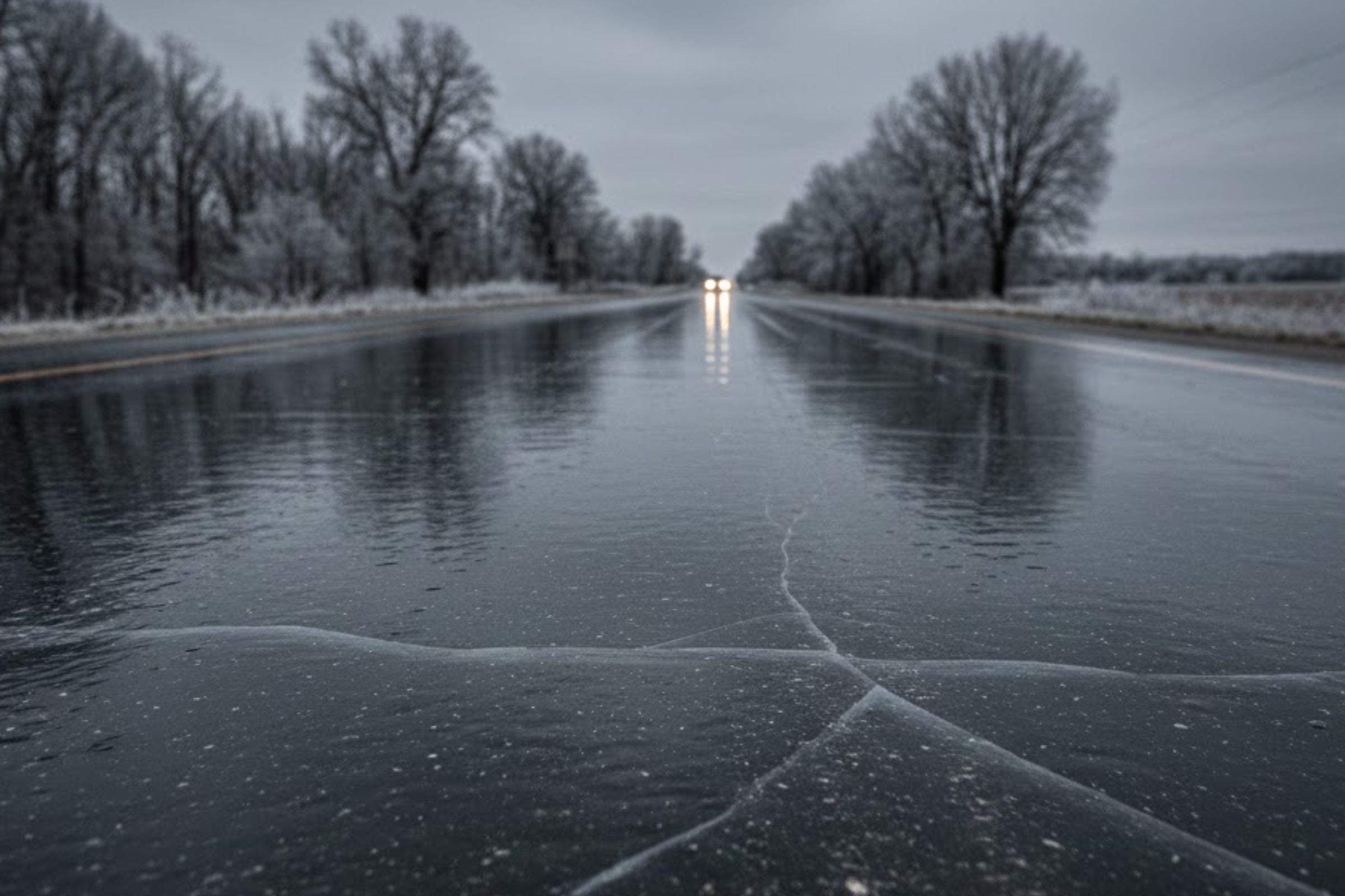 El hielo negro no es fácil de detectarlo, ya que suele ser "invisible". (Crédito: Imagen creada por El Comercio MAG usando la IA de 'Gemini')