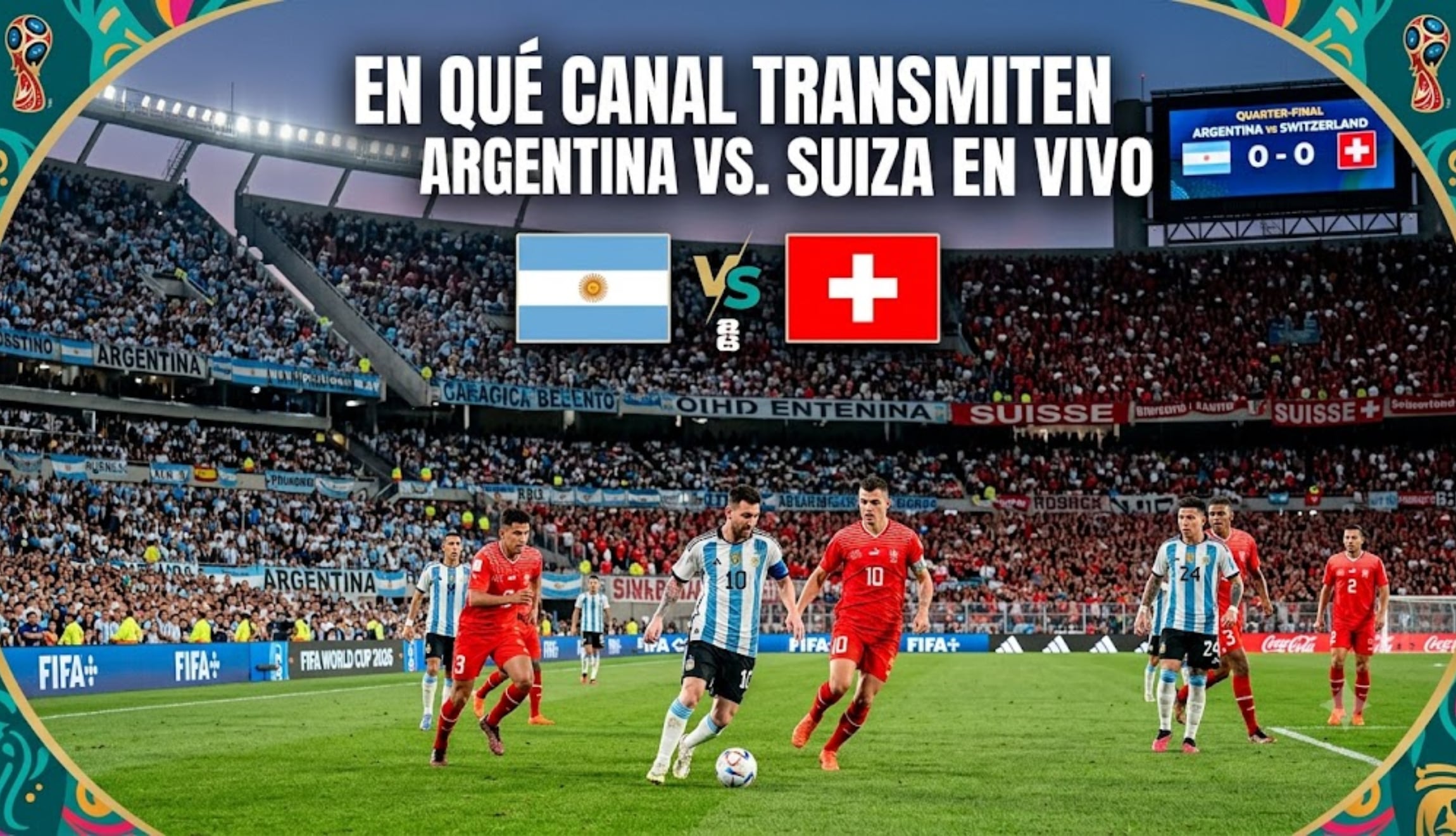 Argentina enfrentará a Suiza en los cuartos de final del Mundial 2026 y aquí te cuento cuáles son los canales de TV para seguir la transmisión minuto a minuto. (Foto: Imagen creada por Gestión Mix utilizando la IA de Gemini)