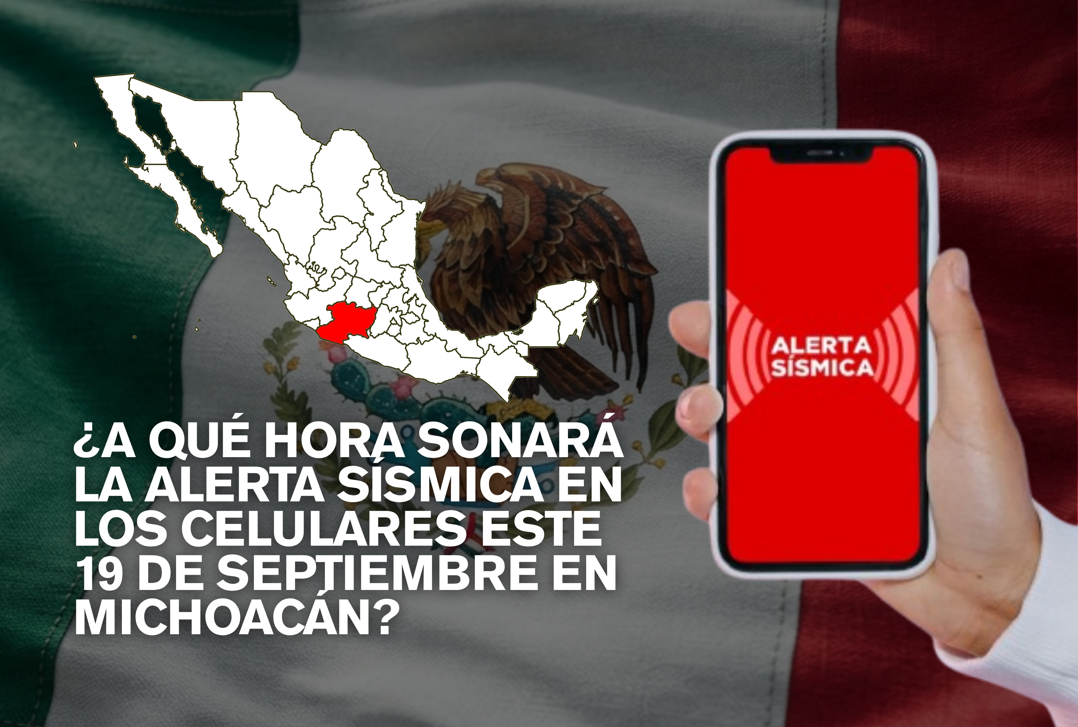 Teléfono móvil mostrando el mensaje del sistema de alerta sísmica durante una prueba de emergencia. Michoacán participará en el simulacro nacional del 19 de septiembre con avisos sonoros en celulares. | Imagen referencial creada por El Comercio MAG utilizando la IA de Gemini / mapademexicosinnombres.com / Composición GEC