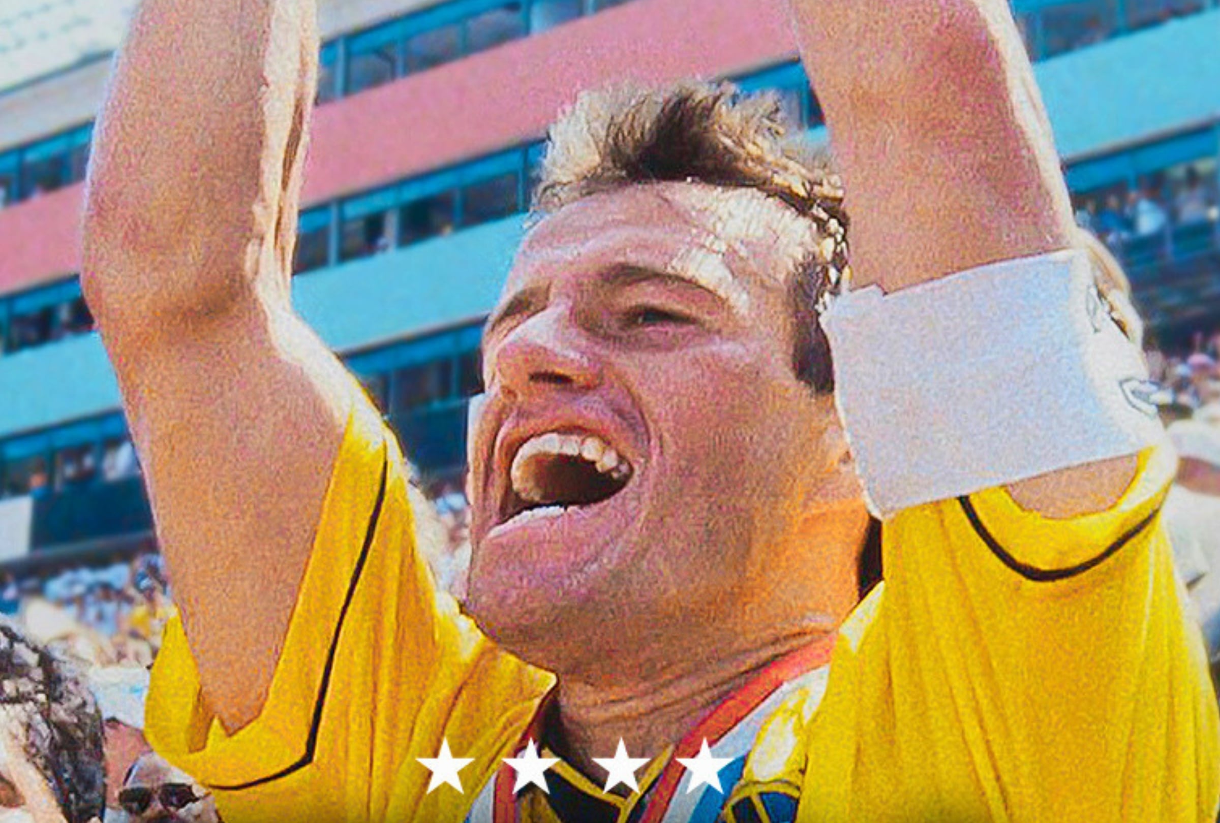 El histórico centrocampista y capitán brasileño Dunga celebrando la conquista de la Copa del Mundo, tal como se ve en el documental "Tetracampeones: Brasil volvió a creer" (Foto: Netflix)