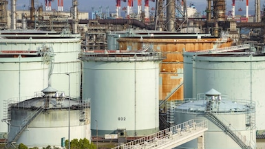 Oil Tanks in Japan After Iranian Assault on Israel
