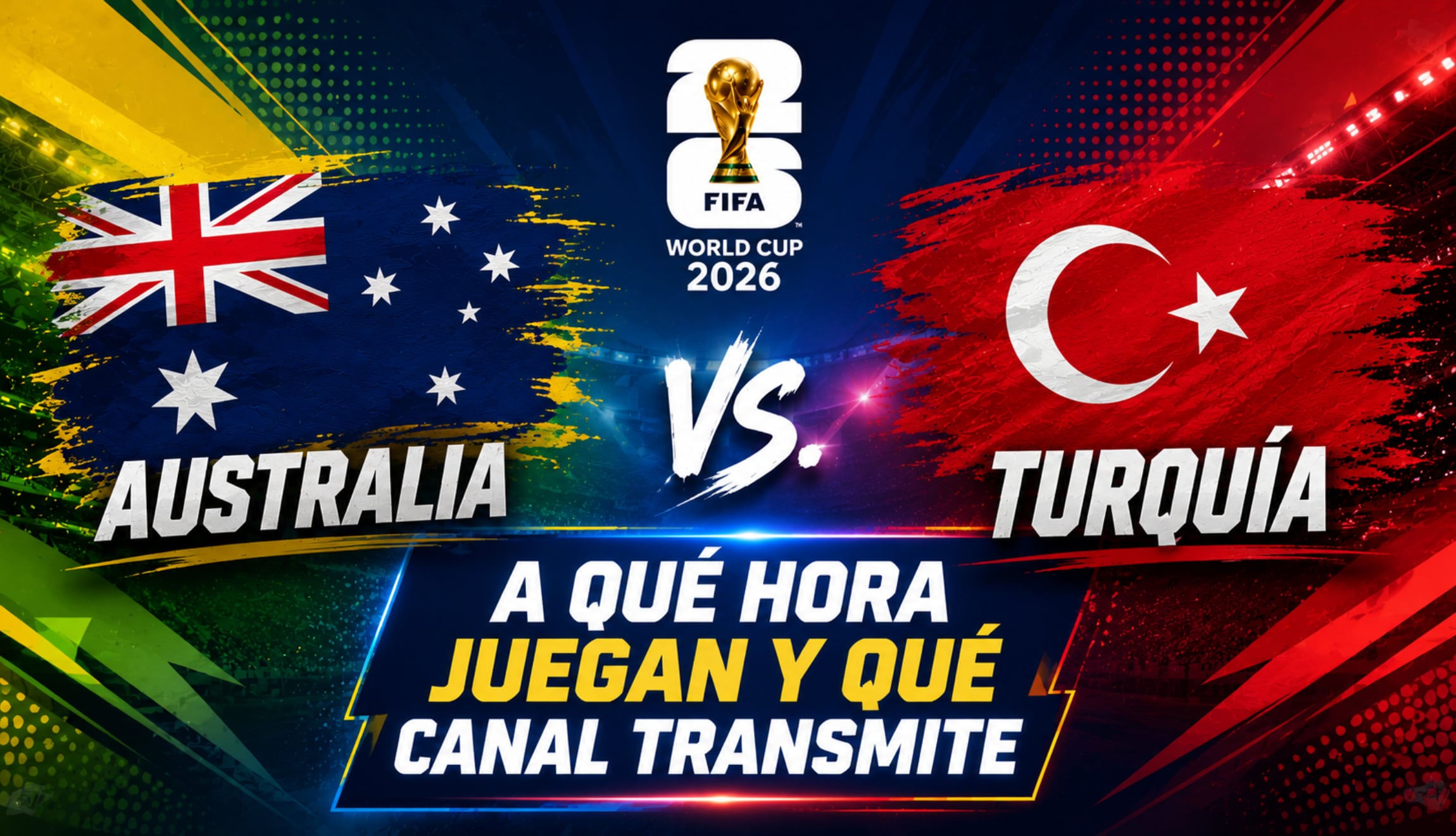 Consulta cuáles son los horarios y canales para ver el partido de Australia vs. Turquía en vivo y en directo, este sábado 13 de junio de 2026, desde el BC Place de Vancouver. (Foto: Imagen creada por Gestión Mix utilizando la IA de Chat GPT)