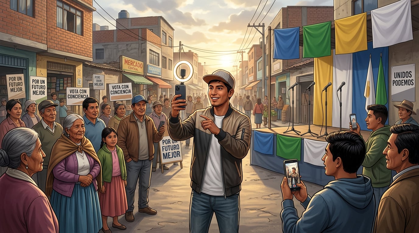 Política con influencers: la delgada línea entre campaña legítima y financiamiento irregular. Foto: IA (generada con Perplexity)