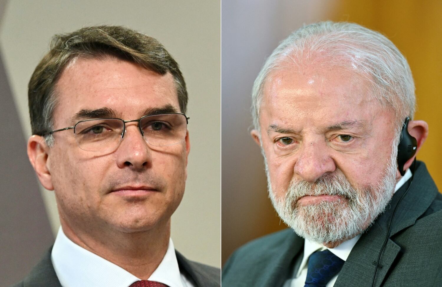 Flávio Bolsonaro y Lula da Silva. (Foto: AFP).