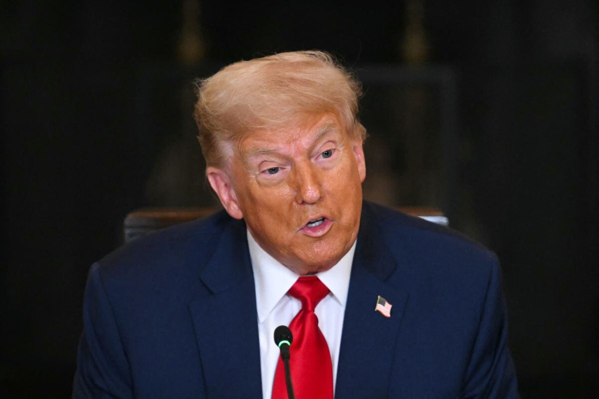 US President Donald Trump speaks during a multilateral lunch with visiting African Leaders in the State Dining Room of the White House in Washington, DC, on July 9, 2025. Trump is hosting five leaders from West Africa Wednesday for a White House summit aimed at fostering trade to counter the growing regional influence of Russia and China. The White House is seeking to strengthen economic ties with the mineral-rich region as it curbs foreign aid to Africa, where countries have been hit by a 10 percent global import tariff announced by Trump. Talks with the presidents of Senegal, Liberia, Guinea-Bissau, Mauritania and Gabon are expected to focus on commercial opportunities and security. (Photo by Jim WATSON / AFP)