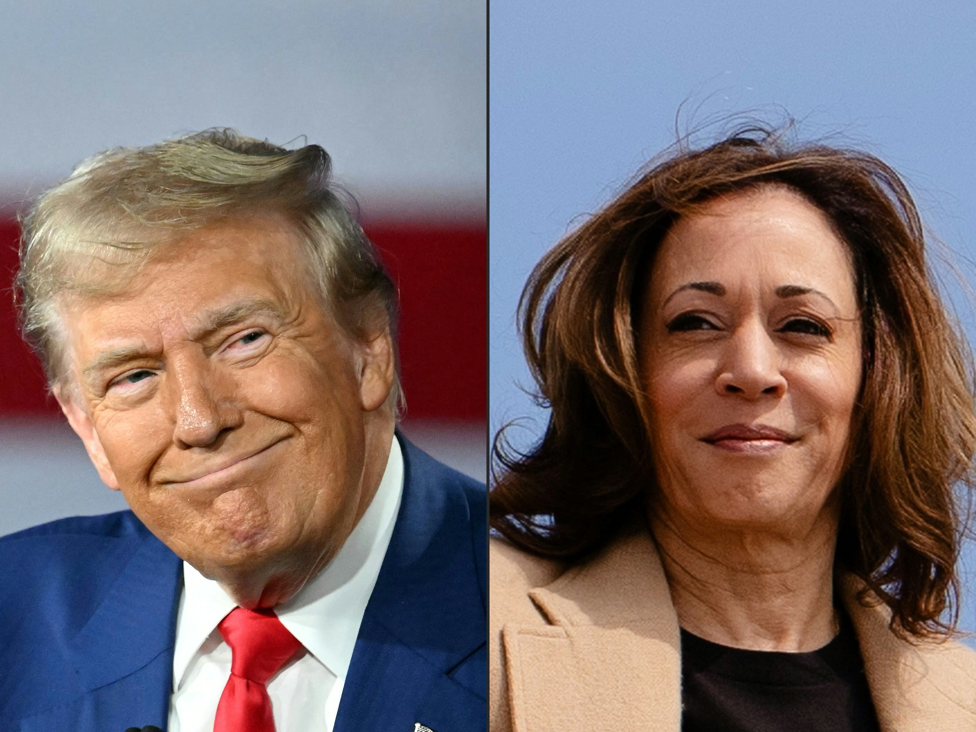 El candidato presidencial republicano Donald Trump y la vicepresidenta de Estados Unidos y candidata presidencial demócrata Kamala Harris. (Foto de Mandel NGAN y Erin SCHAFF / varias fuentes / AFP)