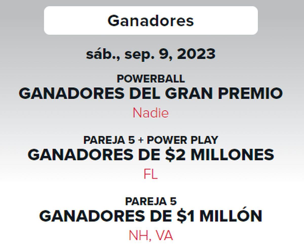 ¿Hubo ganadores del sorteo del 9 de septiembre? (Foto: Powerball)