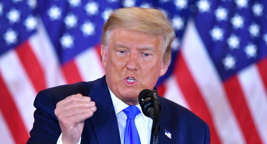 US President Donald Trump speaks during election night in the East Room of the White House in Washington, DC, early on November 4, 2020. (Photo by MANDEL NGAN / AFP)