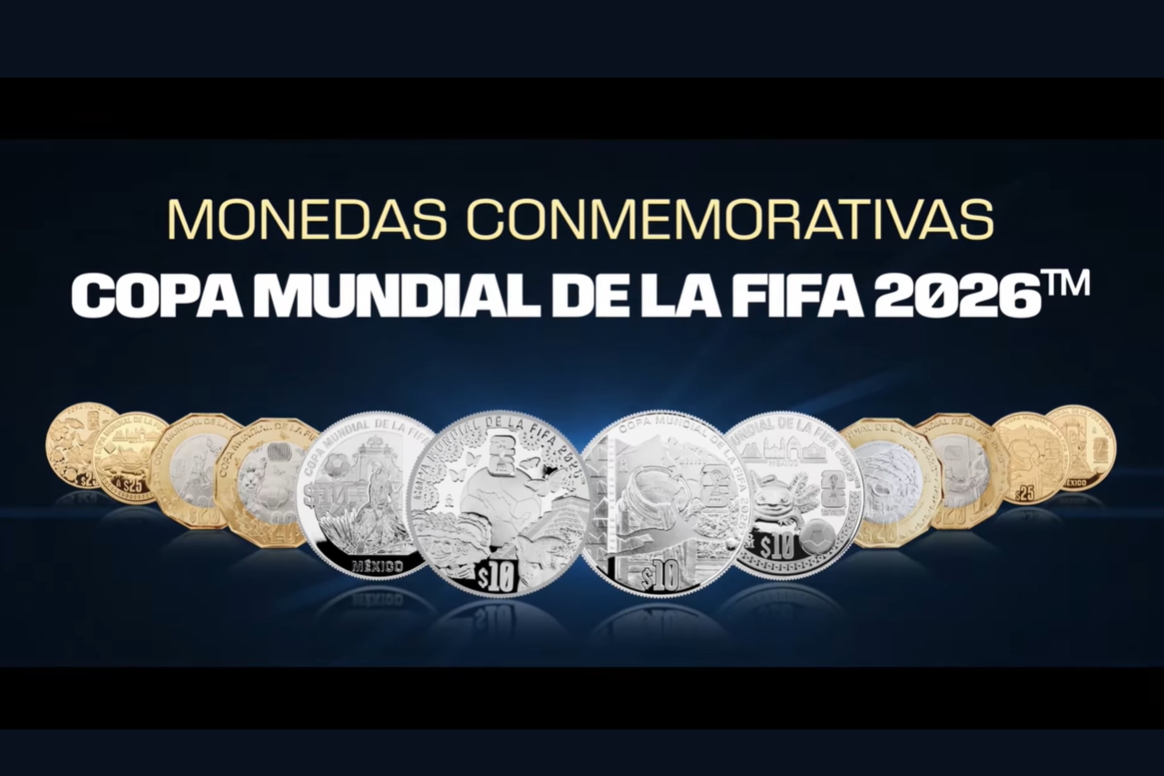 Estas son las monedas lanzadas por el Banco de México en conmemoración al Mundial 2026. (Crédito: Banco de México / YouTube)