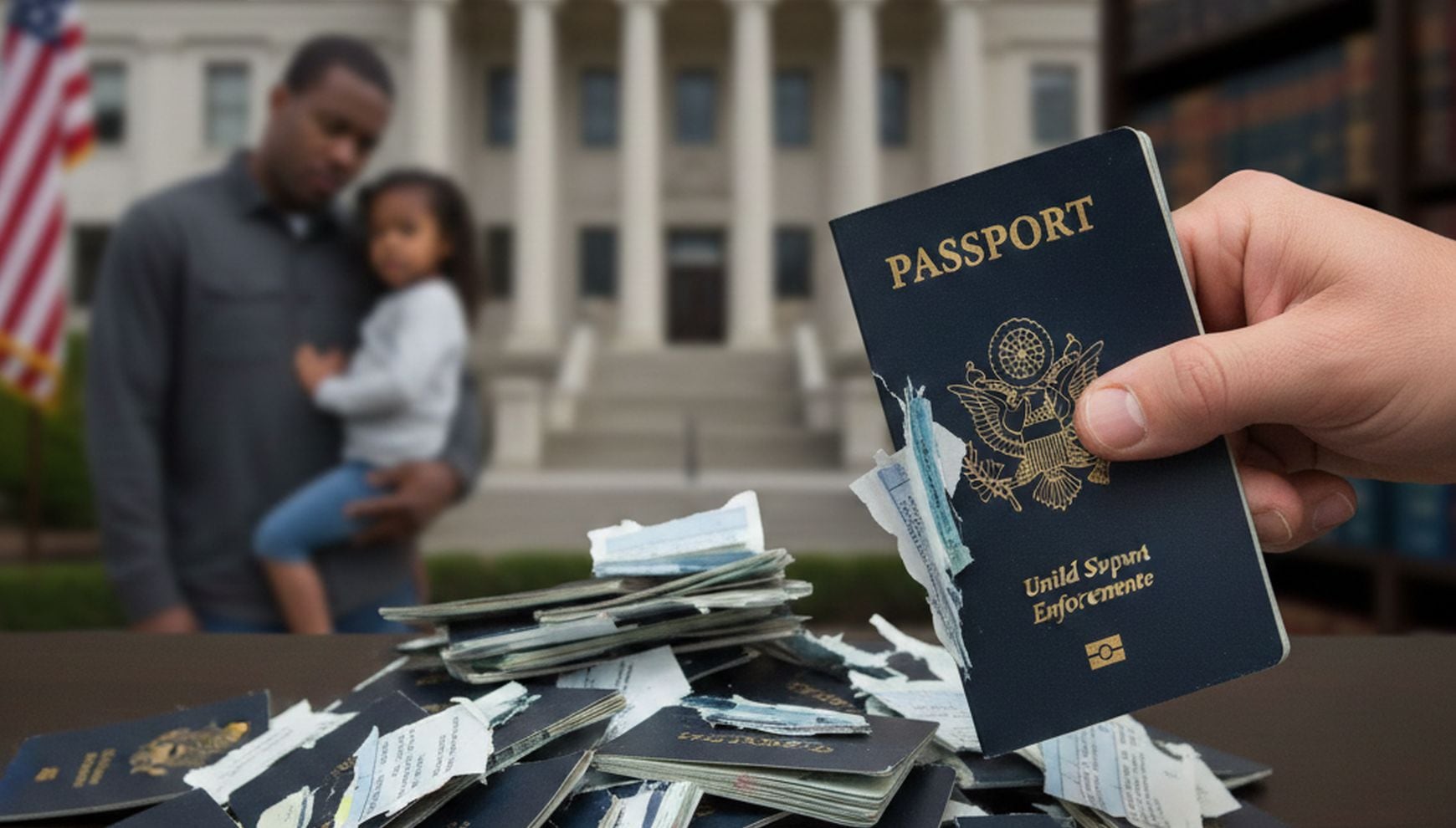 Pasaporte en riesgo. Los cambios que prepara EE.UU. para padres que deben más de US$2,500 en manutención infantil (Crédito: Imagen creada por Gestión Mix usando la IA de Gemini)