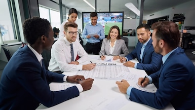 Cuando la diversión entra al trabajo: los límites de las pollas por el Mundial | Foto: Elaborado por ChatGPT