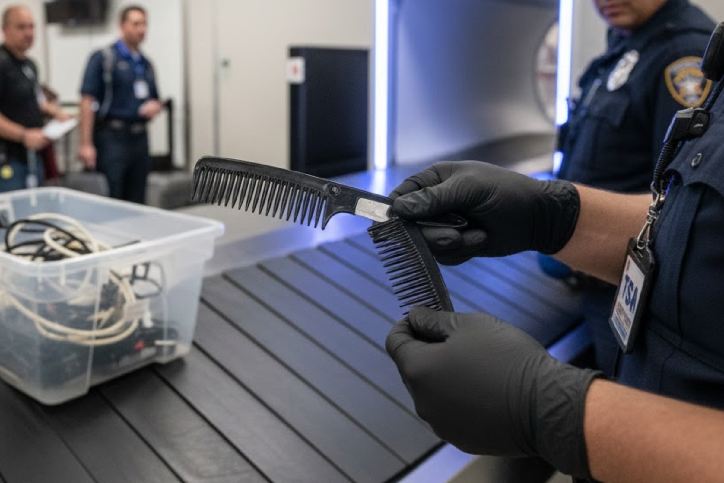 Afortunadamente, el agente de la TSA pudo detectar que un cuchillo se camuflaba en un peine. (Crédito: Imagen creada por El Comercio MAG usando la IA de 'Gemini')