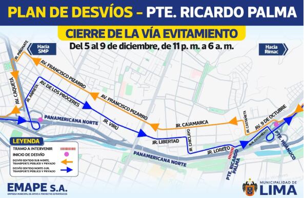 Plan de desvíos. Foto: MML