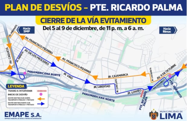 Plan de desvíos. Foto: MML