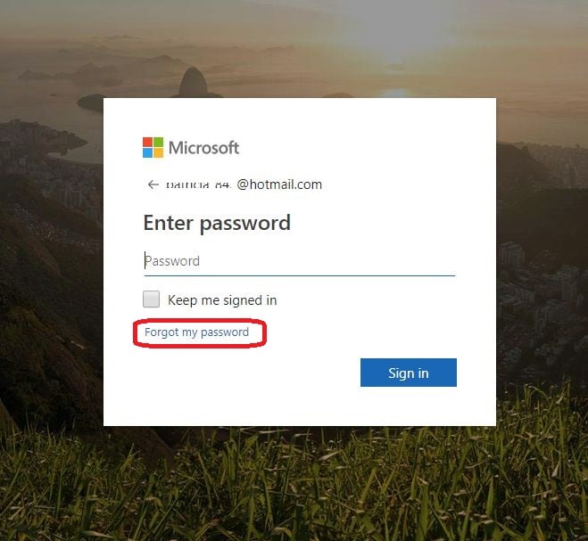 Olvide contraseña (Foto: Outlook)