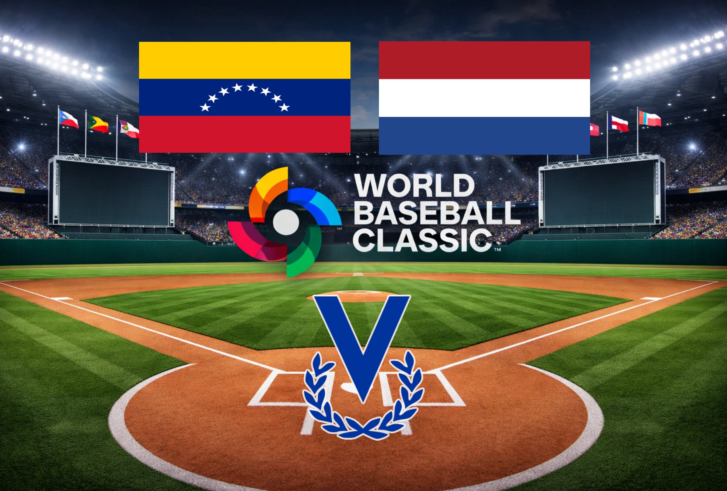 MIAMI, FLORIDA (ESTADOS UNIDOS), 06/03/2026.- Cobertura oficial de Venevisión Play EN VIVO ONLINE para ver el juego de Venezuela y Países Bajos este viernes 6 de marzo por la Jornada 1 del Grupo D del Clásico Mundial de Béisbol 2026 desde el LoanDepot Park de Miami, Florida. FOTO DE NOÉ YACTAYO CREADA CON PERPLEXITY AI PARA GESTIÓN MIX