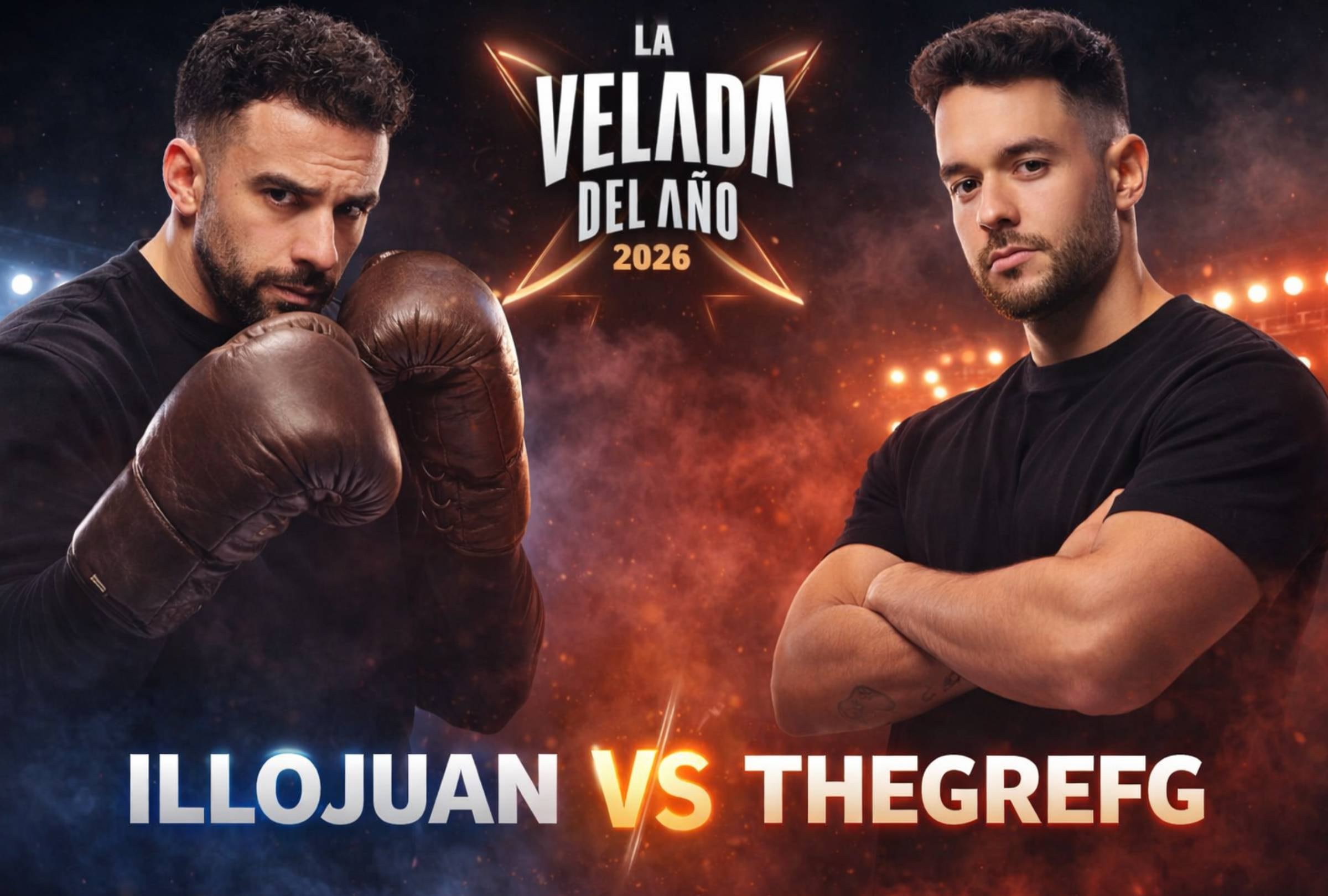 ISLA DE LA CARTUJA, SEVILLA, (ESPAÑA), 25/07/2026.- Horarios y canales para ver EN VIVO la pelea entre IlloJuan vs. TheGrefg que se realizará este sábado 25 de julio en el Estadio La Cartuja, Sevilla, España. FOTO: Imagen creada por la IA de Microsoft Copilot.