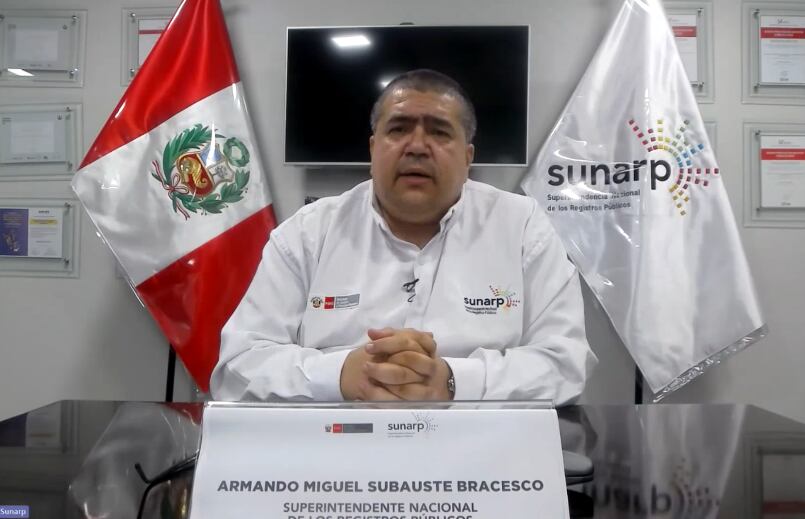 Armando Subauste, titular de Sunarp, informó que desde el 2 de noviembre las notarías deberán trabajar sus partes notariales solamente mediante el sistema de intermediación digital. (Foto: Captura)