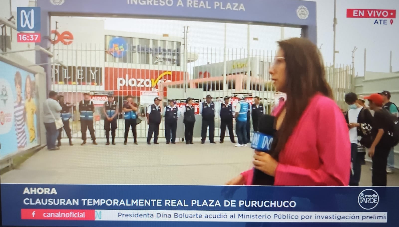 Municipalidad de Ate clausuró el centro comercial Real Plaza Puruchuco. Foto: Captura de Canal N.