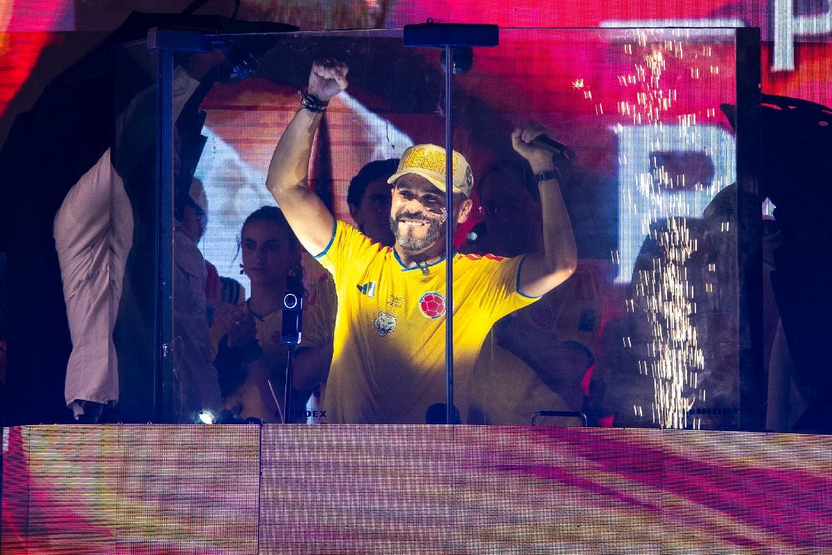 Abelardo de la Espriella, presidential candidate for the Defenders of the Homeland party, during an election night rally in Barranquilla, Colombia, on Sunday, May 31, 2026. Celebrity lawyer De la Espriella unexpectedly topped the first round of Colombias presidential vote, as Latin America heads into another highly polarized election.