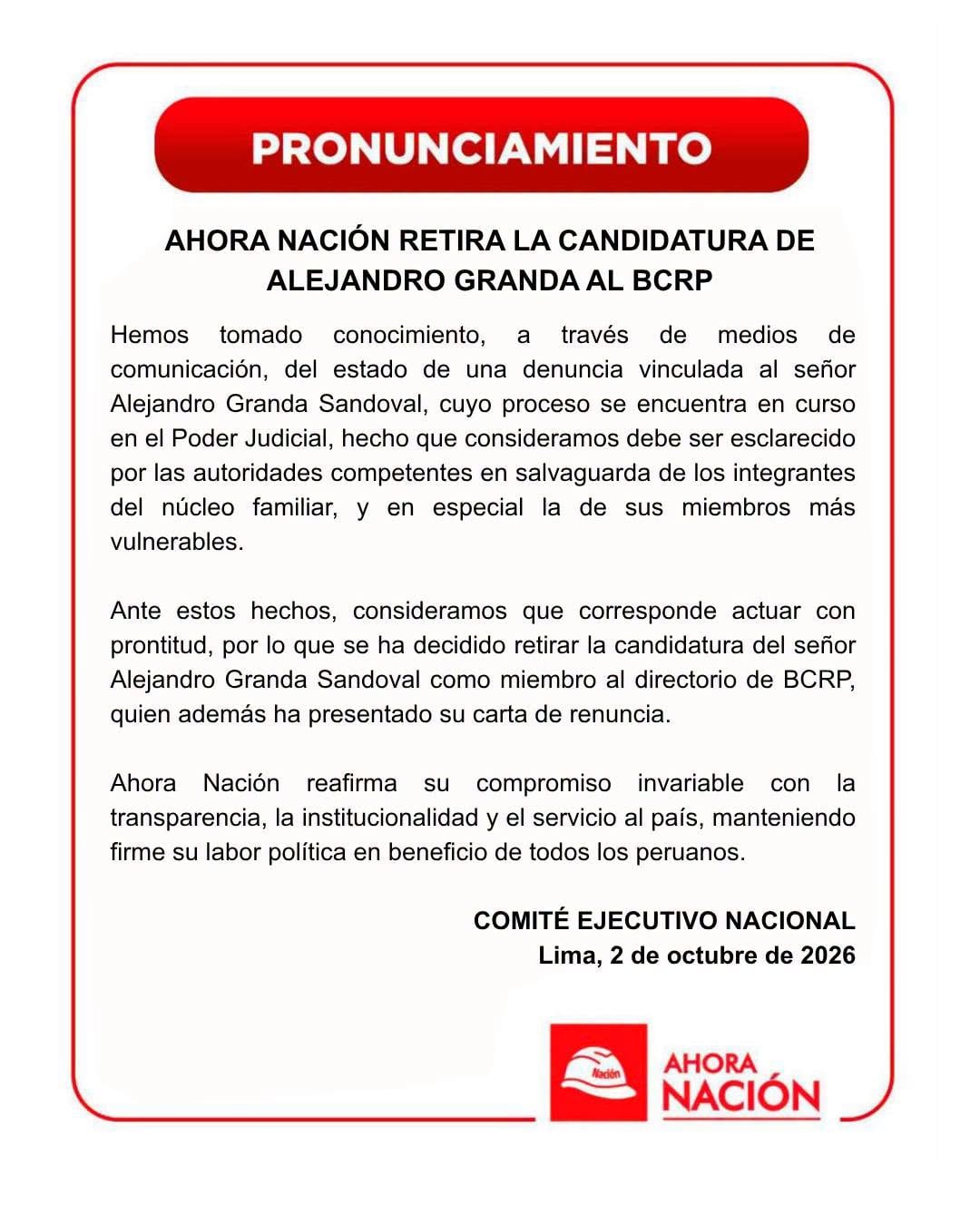 La agrupación tomó la decisión luego de conocer una denuncia vinculada al economista. Foto: Ahora Nación.