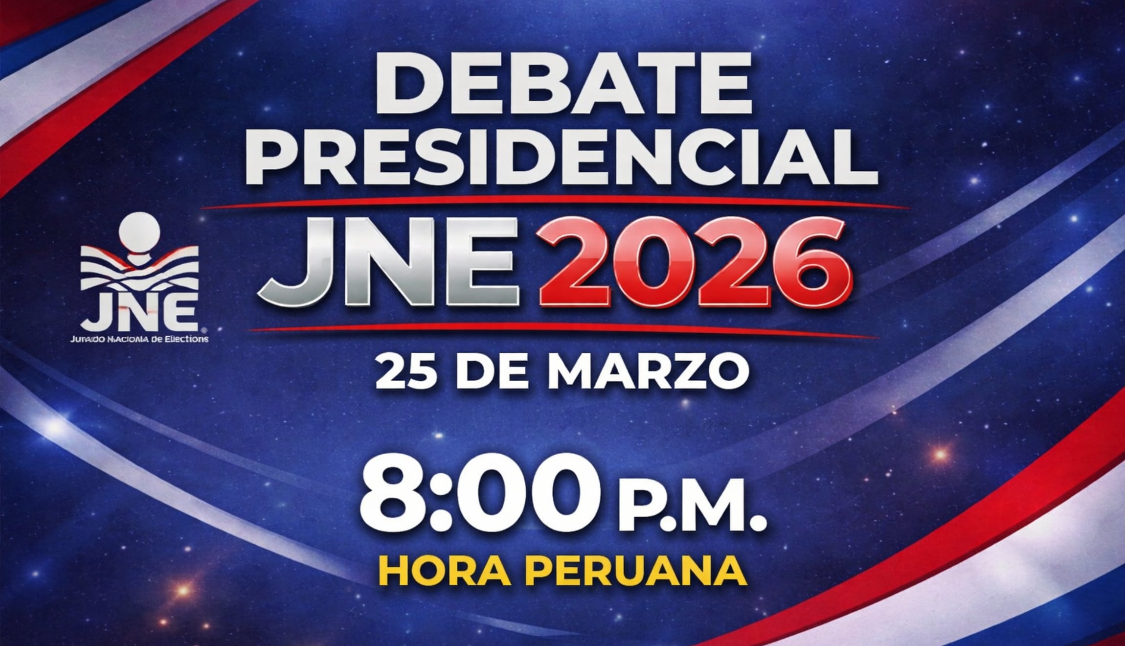 Conoce los canales de transmisión y dónde ver el Debate Presidencial del JNE 2026, este miércoles 25 de marzo, que iniciará a las 8:00 p.m. hora peruana. (Foto: Imagen creada por Gestión Mix utilizando la IA de Chat GPT)