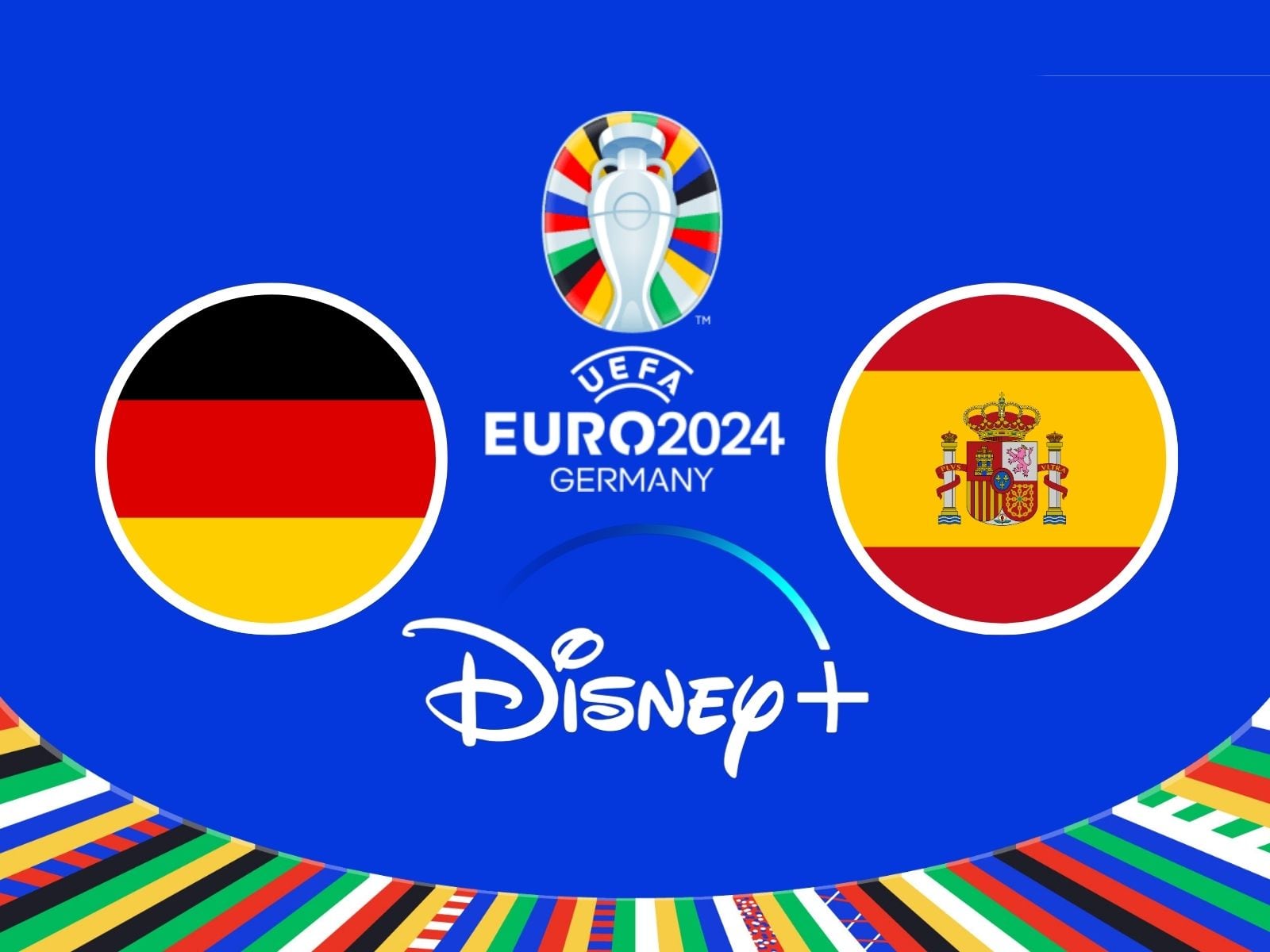 Señal de Disney+ para mirar el partido Alemania vs. España por los cuartos de final de la Eurocopa 2024. | Crédito: Canva / Composición Mix