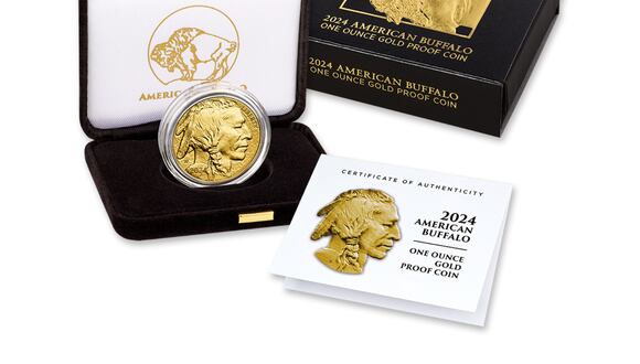 La moneda de oro de búfalo americano de 2024 viene en una elegante presentación (Foto: Casa de la Moneda de Estados Unidos)
