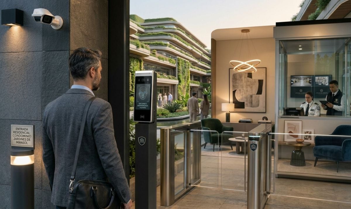 El reconocimiento facial permite agilizar el ingreso a edificios, pero implica el tratamiento de datos biométricos considerados sensibles. Foto: Composición Gestión- Gemini.