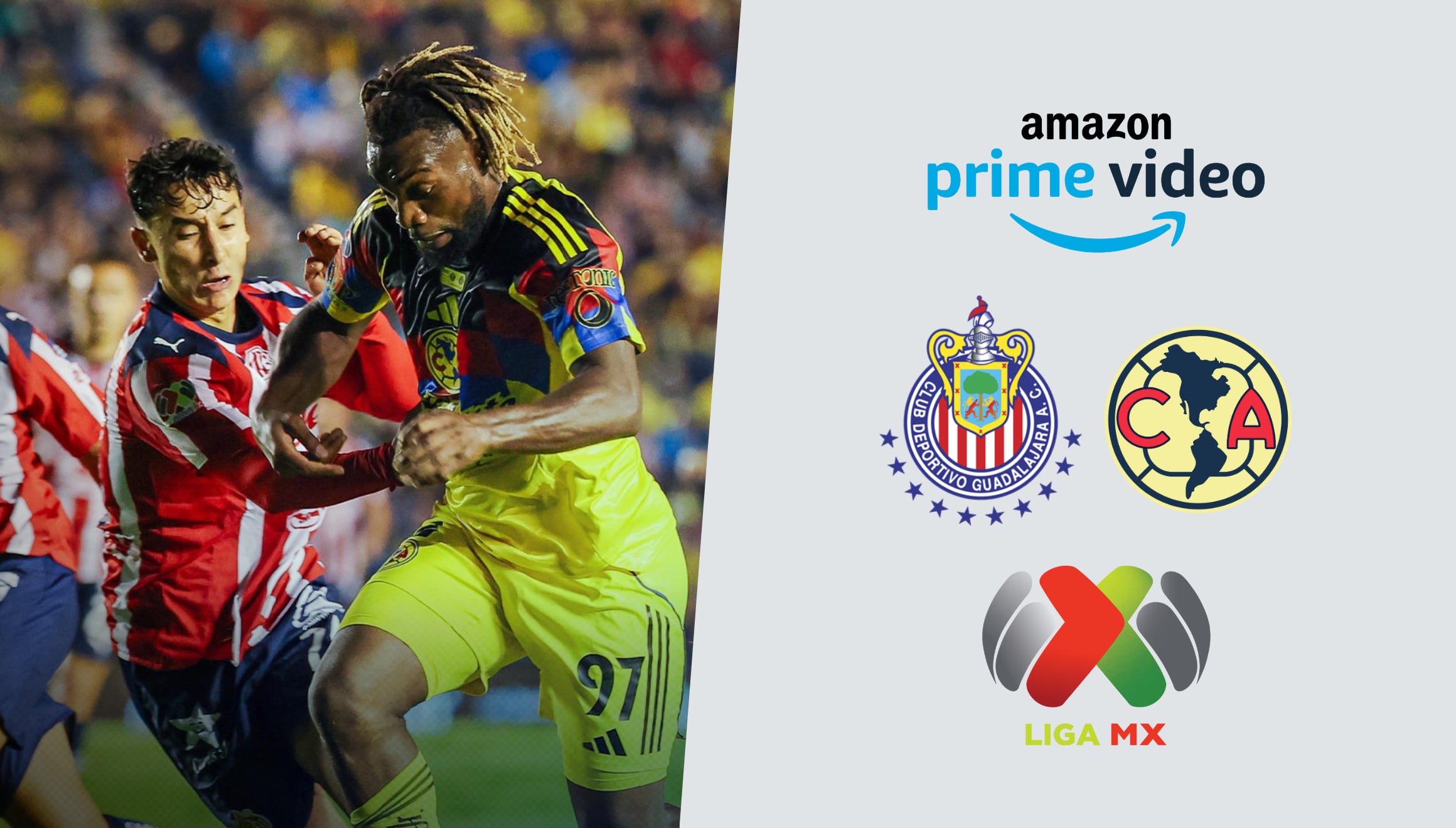 ¿Buscas el Chivas vs. América por internet? Conéctate a Prime Video para vivir la emoción del Clásico Nacional 2026. Disfruta del fútbol online desde tu App favorita hoy. ¡Que no te cuenten el resultado, míralo en vivo! | Crédito: Club América / Facebook / Composición Gestión Mix