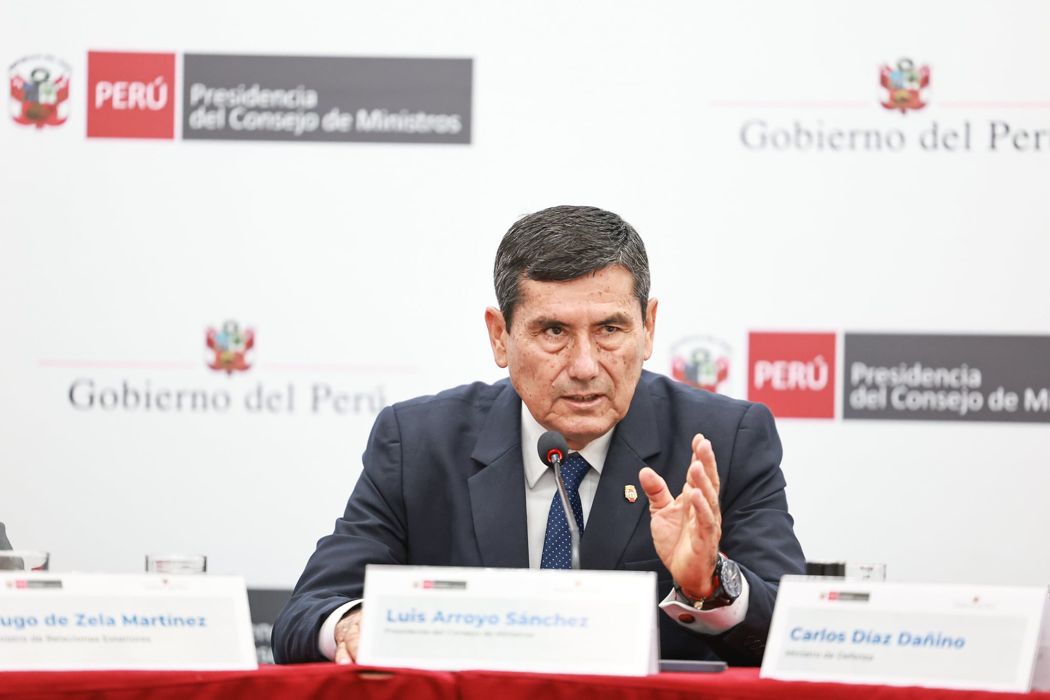 Luis Arroyo afirma que La extorsión se ha reducido en 39% entre enero y marzo, si se compra con similar periodo del 2025. (Foto: PCM)