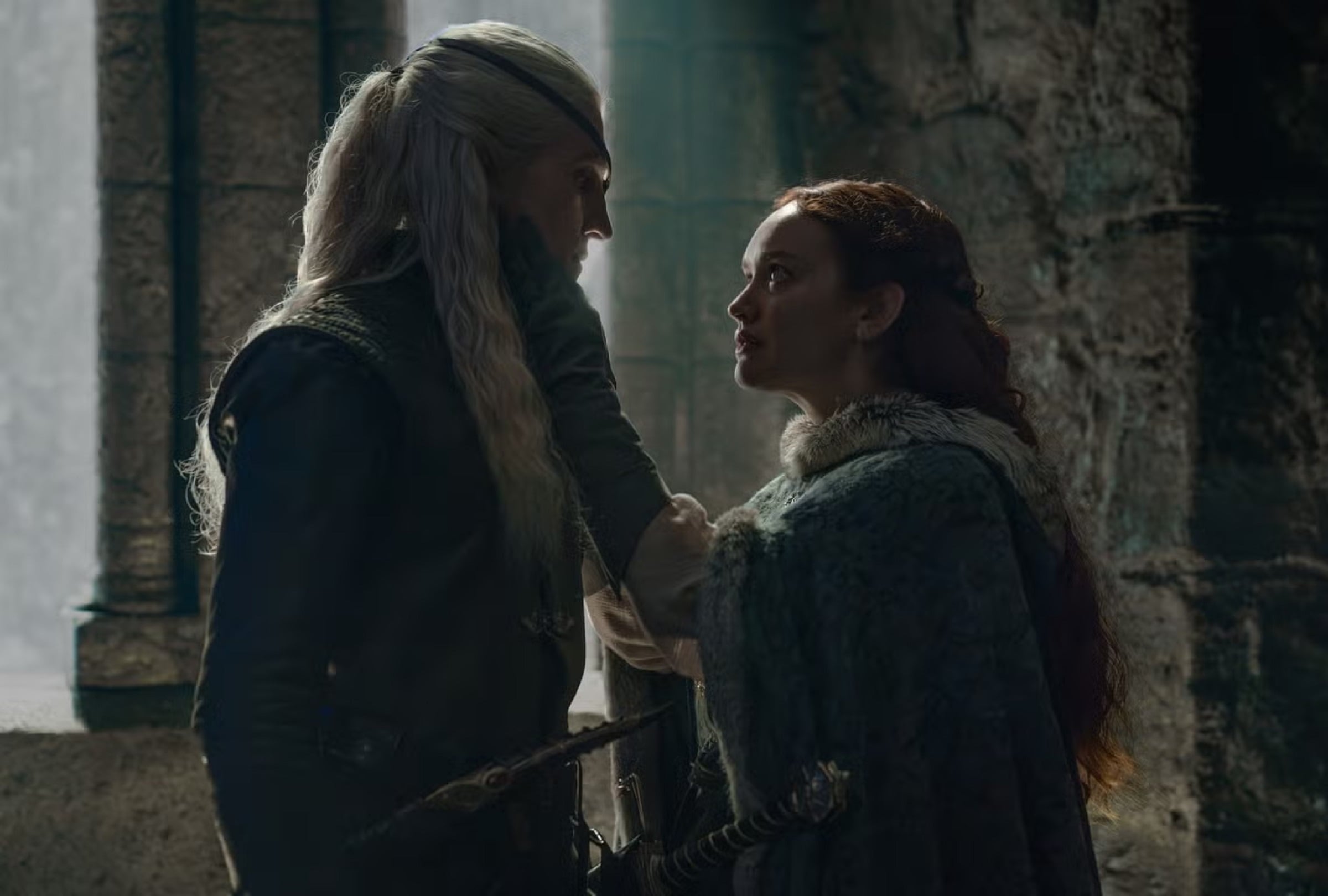 Aemond Targaryen (Ewan Mitchell) y Alicent Hightower (Olivia Cooke) en el séptimo episodio de la tercera temporada de "House of the Dragon" (Foto: HBO)