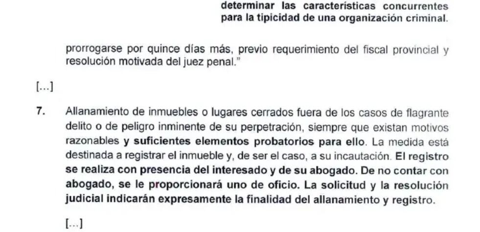 Modificaciones sobre operativos de allanamiento.