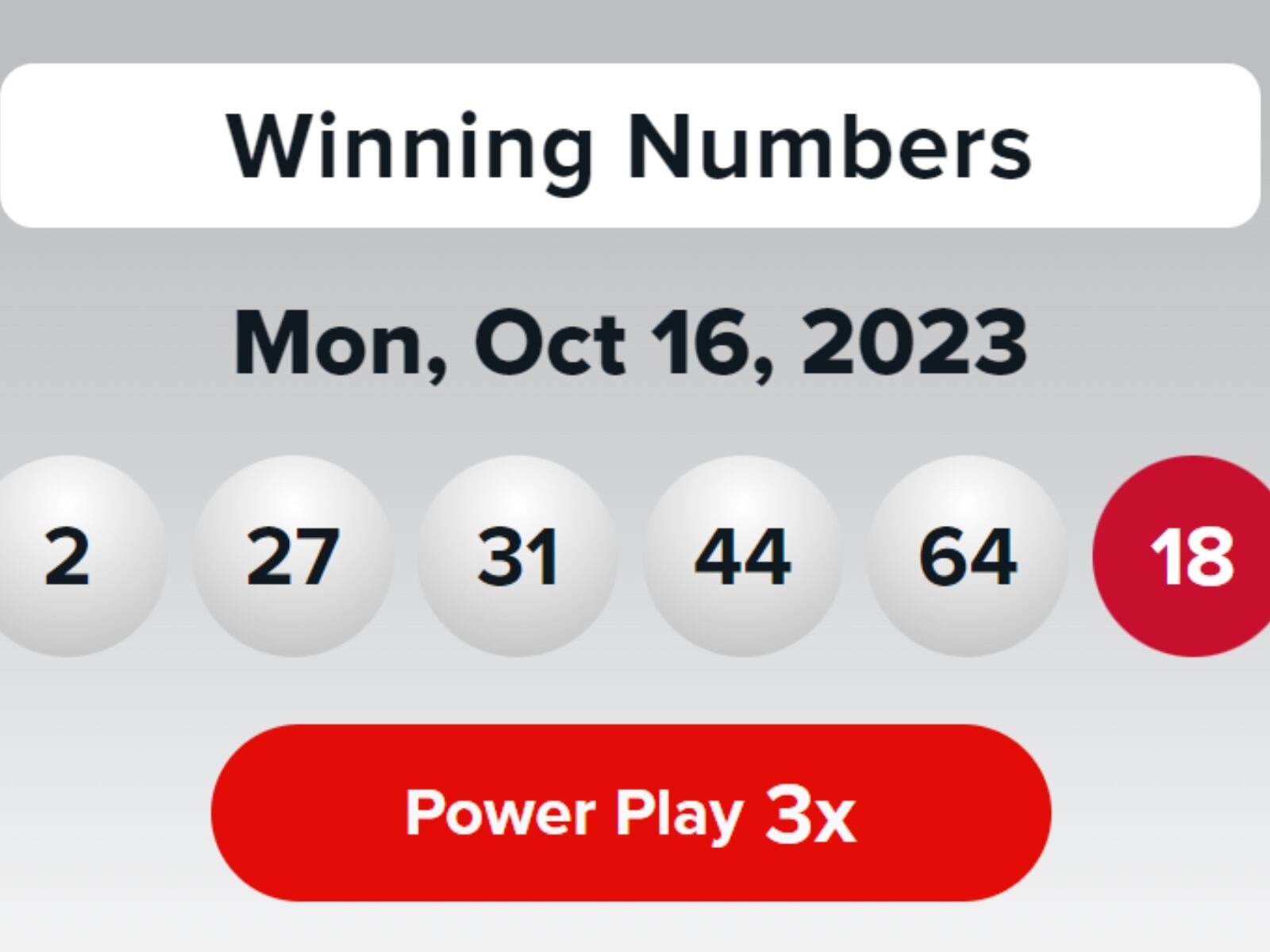 Los números ganadores del Powerball del lunes 16 de octubre (Foto: Powerball)