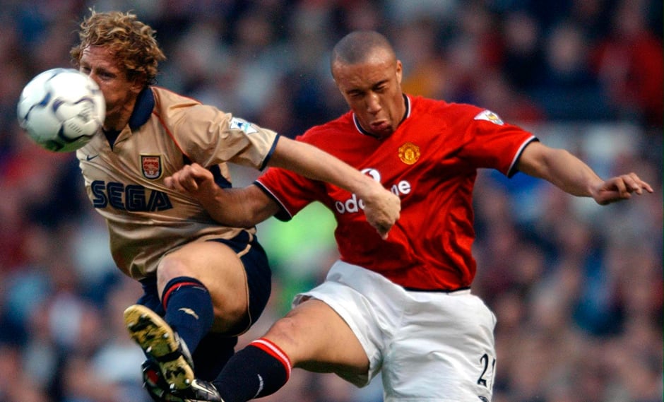 Mikael Silvestre cuando jugaba para el Manchester United. Foto: AFP