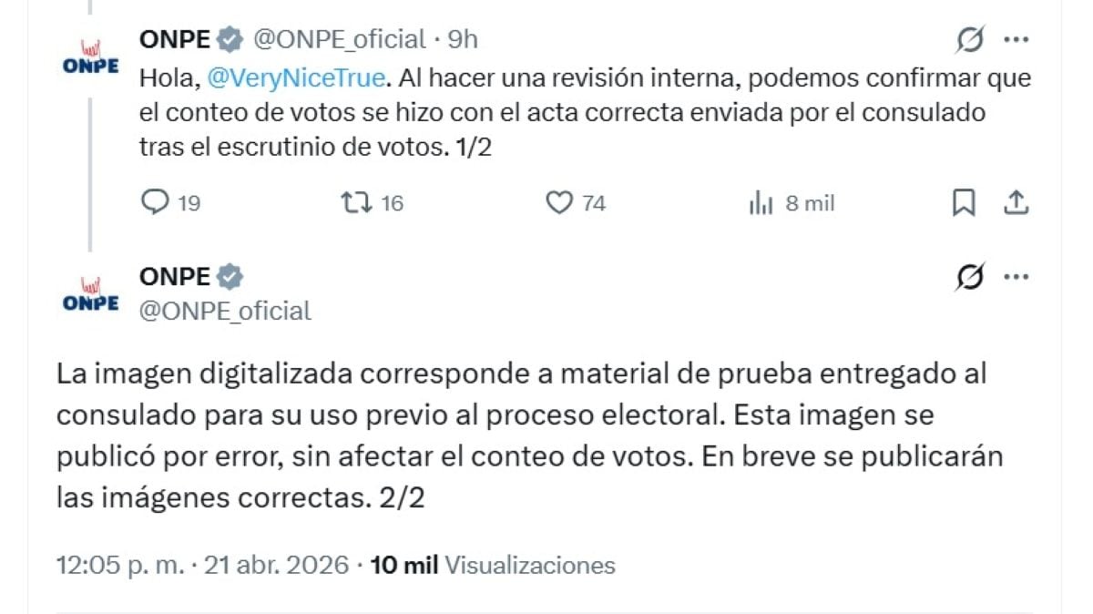 ONPE hace precisión vía redes sociales. Foto: X.
