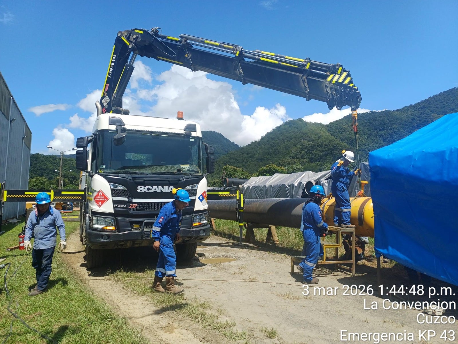 TGP logró llegar a la zona del gasoducto en Cusco donde se produjo una deflagración que llevó a suspender el transporte de gas natural. Foto TGP