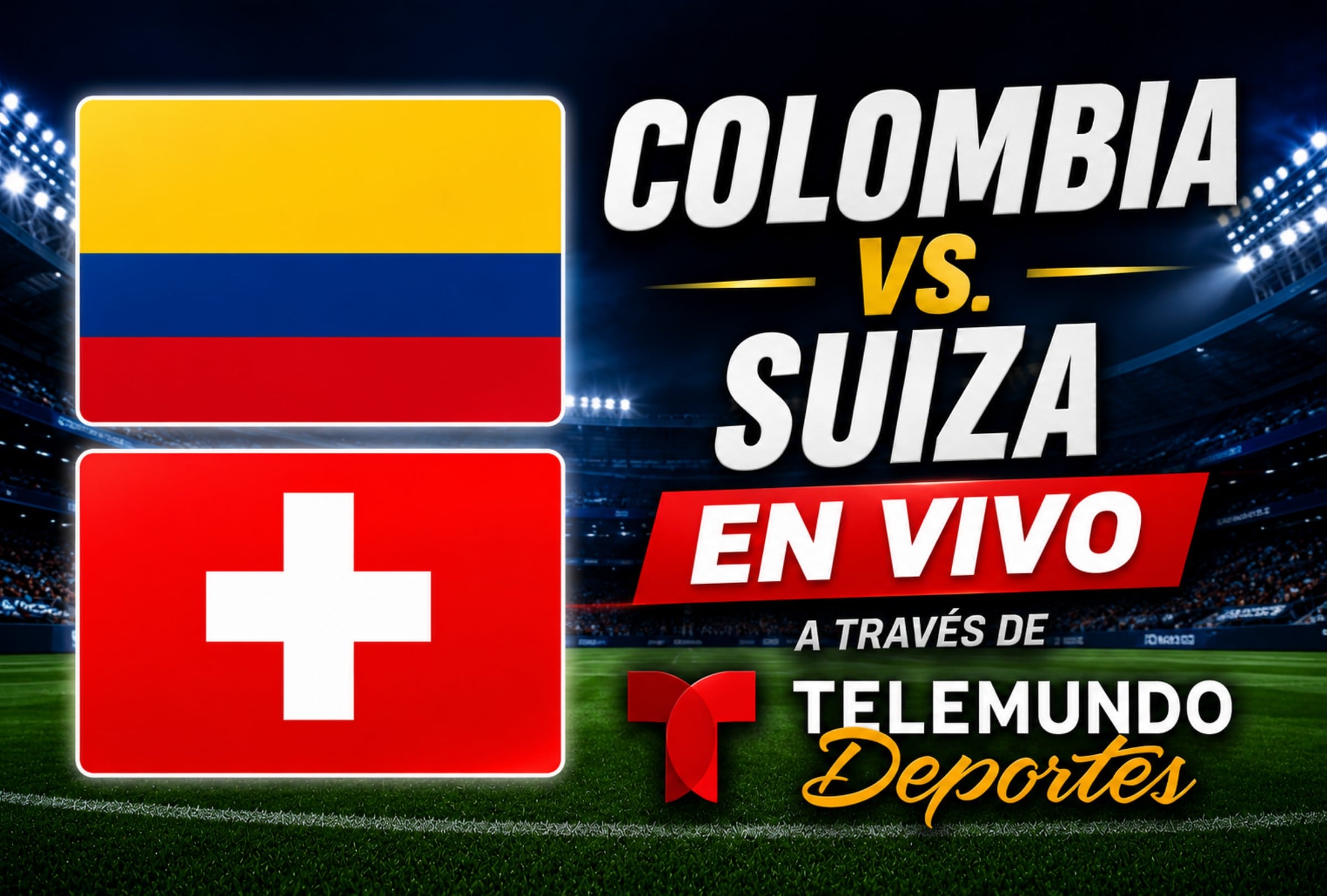Colombia y Suiza se enfrentan este martes 7 de julio en el BC Place de Vancouver (Canadá) por los octavos de final del Mundial 2026. (Foto: Imagen creada por Mix usando Gemini)