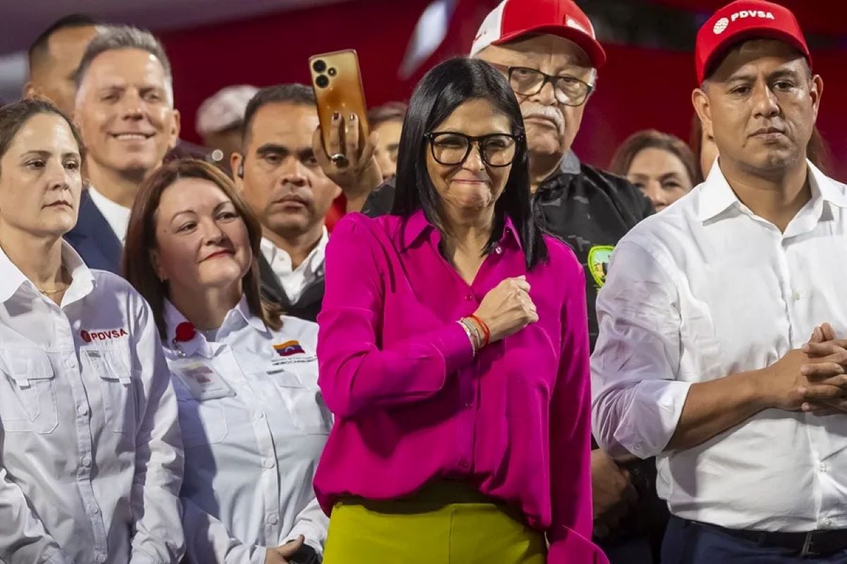 Delcy Rodríguez pidió a Donald Trump el levantamiento de las sanciones contra Venezuela tras el reciente acercamiento diplomático entre ambos gobiernos. Foto: EFE.