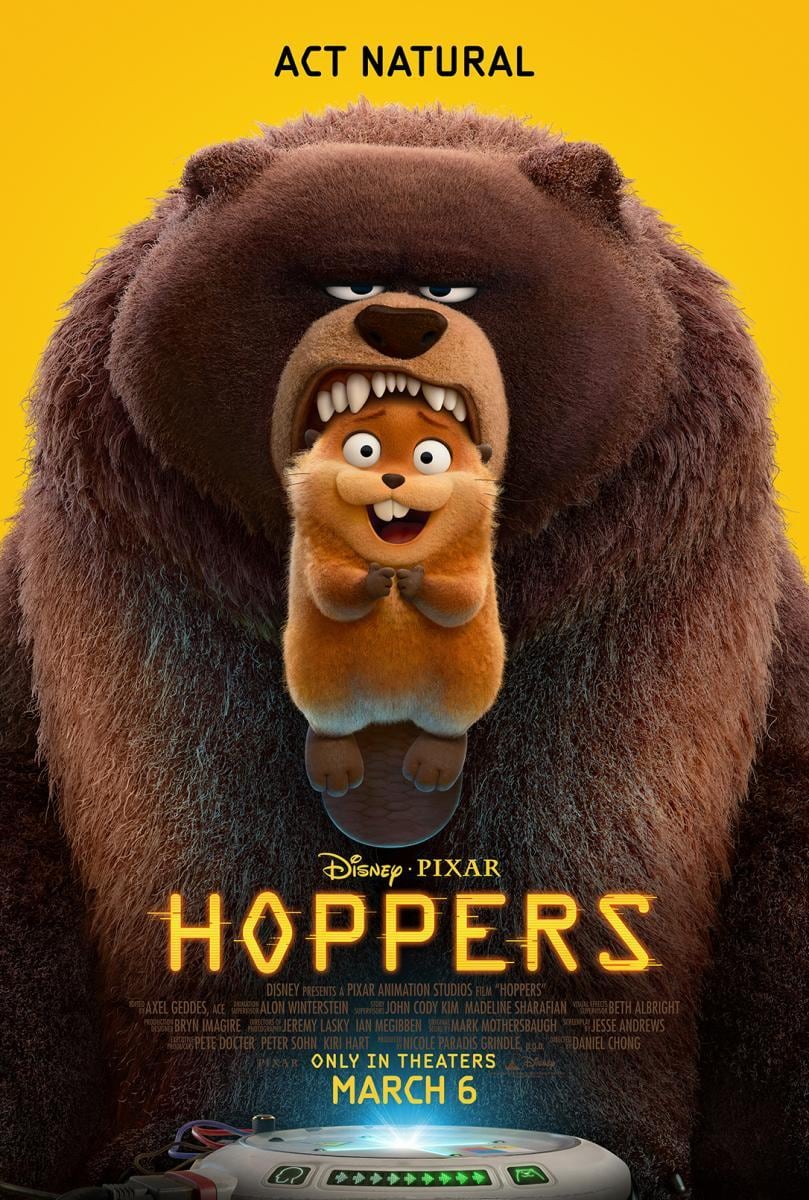 El póster de "Hoppers", película del director Daniel Chong que se desarrolla a lo largo de 105 minutos de metraje (Foto: Pixar Animation Studios / Walt Disney Pictures)