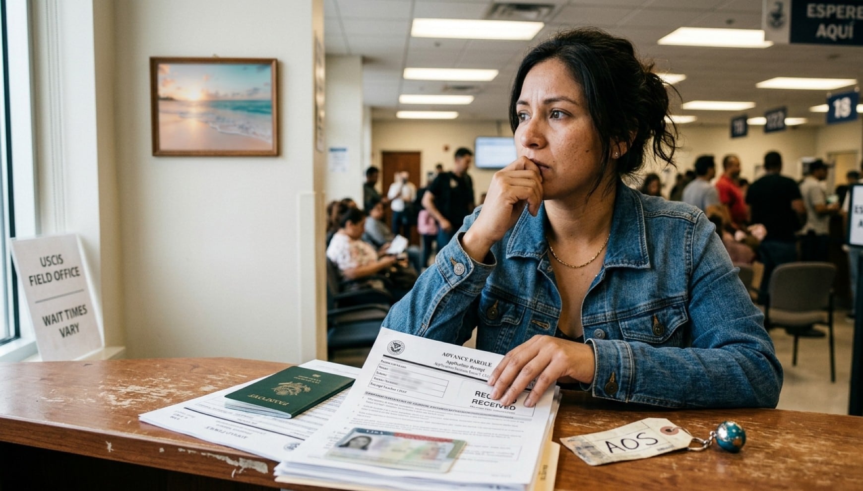 USCIS advierte que viajar sin autorización puede afectar una solicitud de ajuste de estatus pendiente. | Crédito: Imagen creada por Gestión MIX usando Gemini