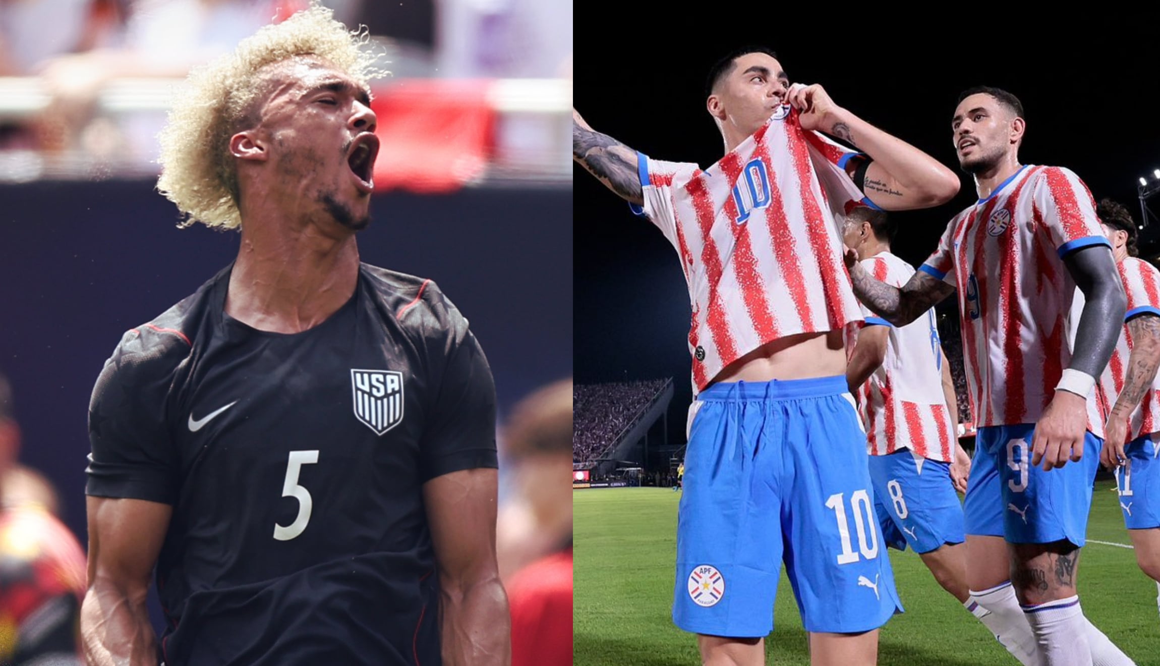 Consulta quién ha ganado el partido de Paraguay vs. Estados Unidos por la Jornada 1 del Grupo D del Mundial de Fútbol 2026, este viernes 12 de junio. (Foto: Imagen creada por Gestión Mix / @usmnt / @albirroja)