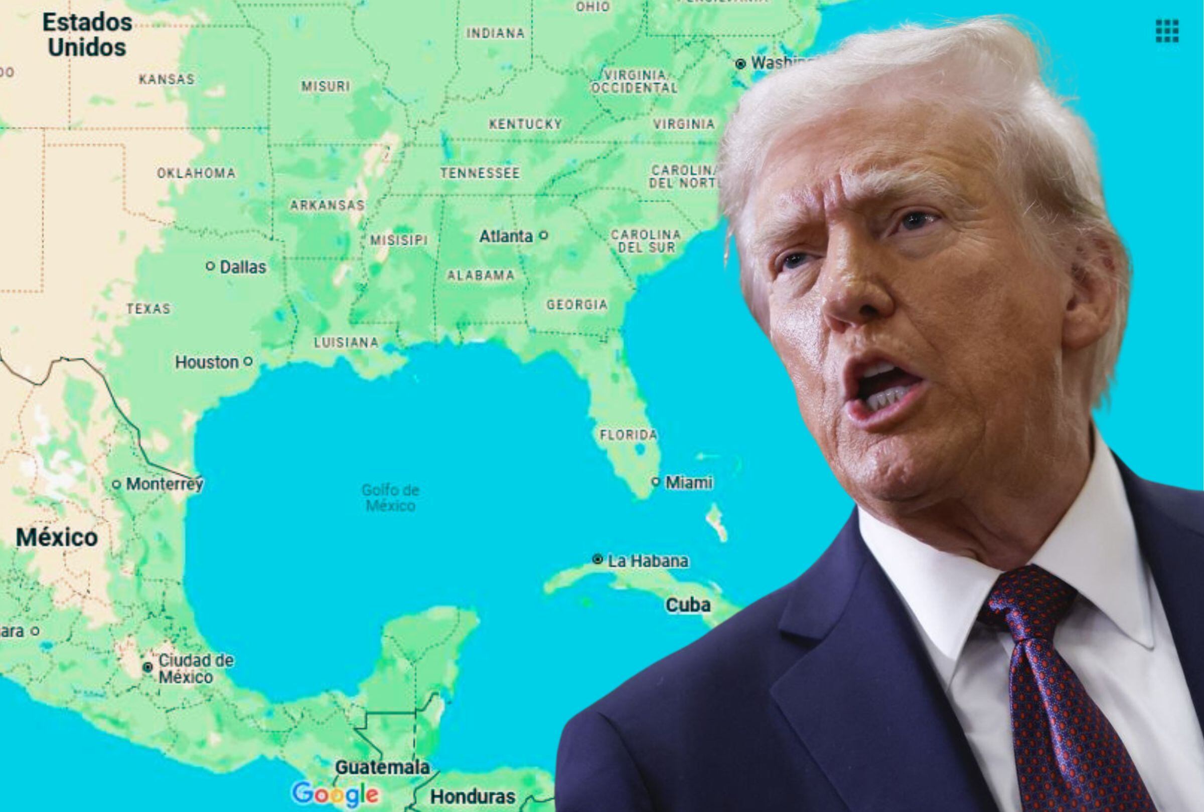 El Golfo de México, renombrado como el Golfo de América por Estados Unidos, es una fuente de agua que se comparte entre tres países (Foto: Google Maps / AFP)